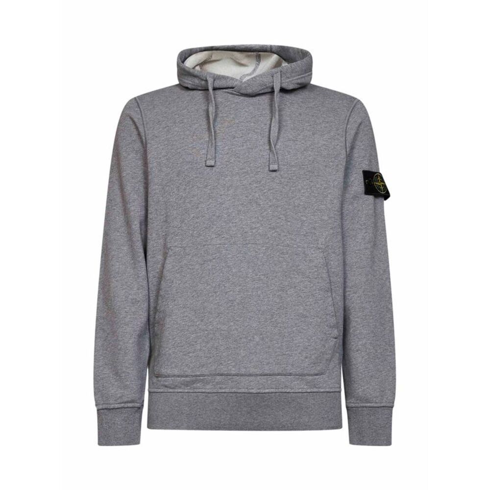 Stone Island Men Mélange Grey Mélange Organic Cotton Hoodie